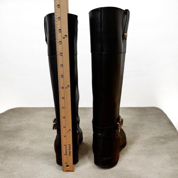 Ralph Lauren Burgon Leather Riding Boots Black Size 7.5 - Picture 12 of 13